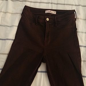 Hollister High Rise Burgandy Jeans